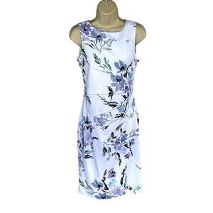CALVIN KLEIN, SIZE 2, WHITE FLORAL KNEE LENGTH DRESS